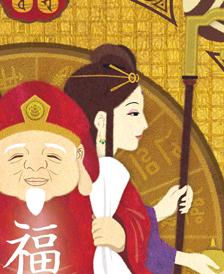 龍の絵・風水開運の灯り絵『三面大黒天』